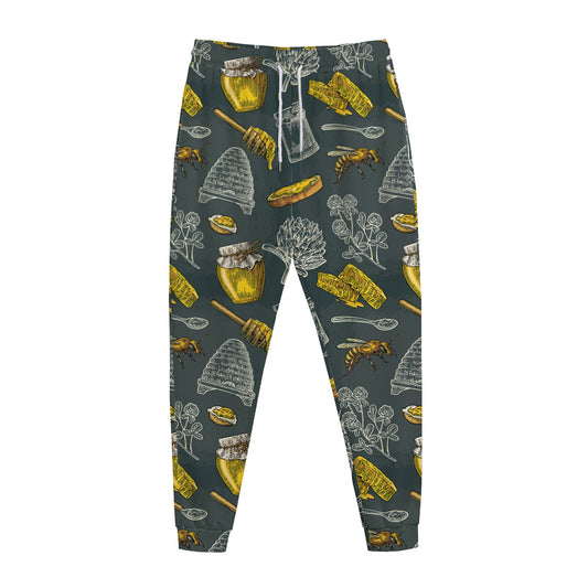 Vintage Honey Bee Print Jogger Pants