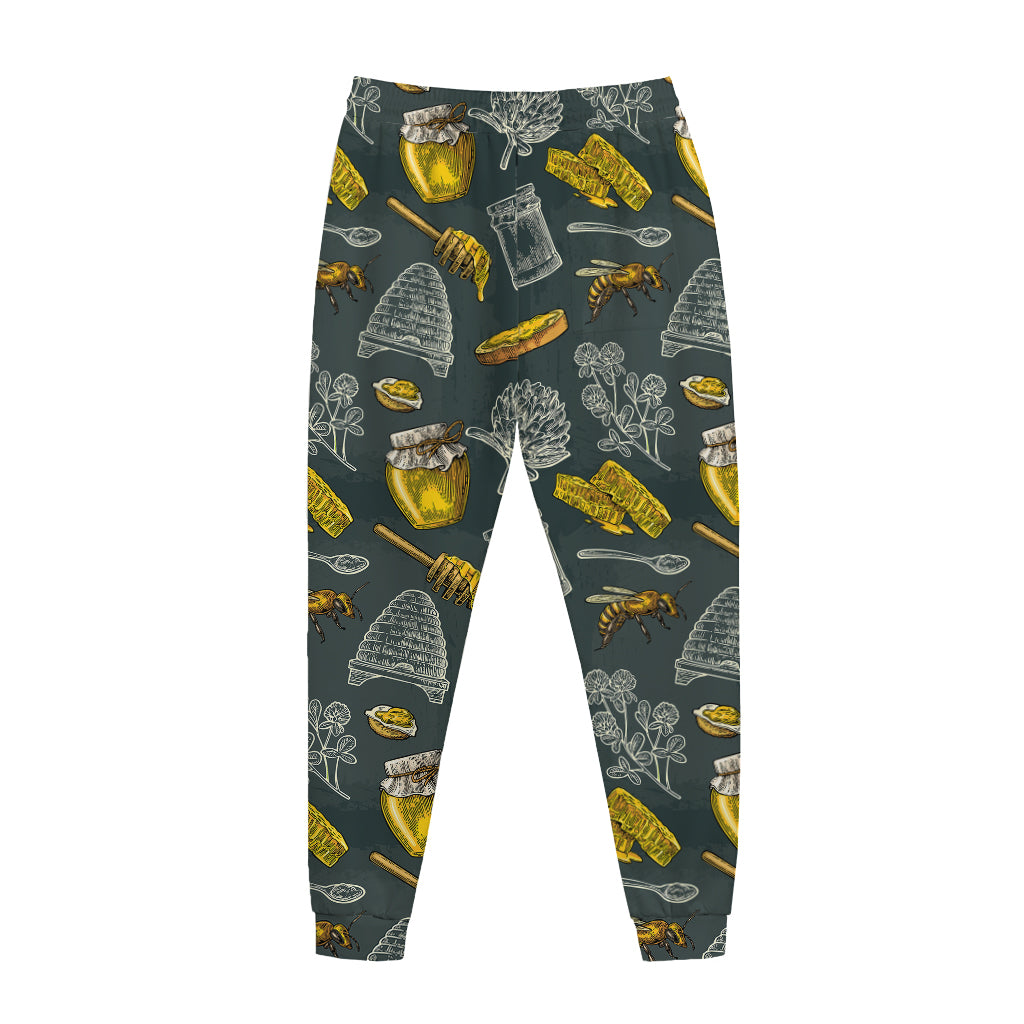 Vintage Honey Bee Print Jogger Pants