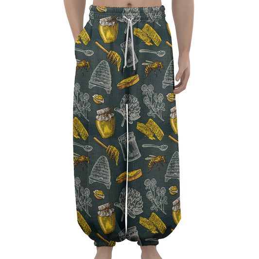 Vintage Honey Bee Print Lantern Pants