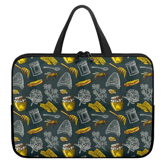 Vintage Honey Bee Print Laptop Sleeve With Handle