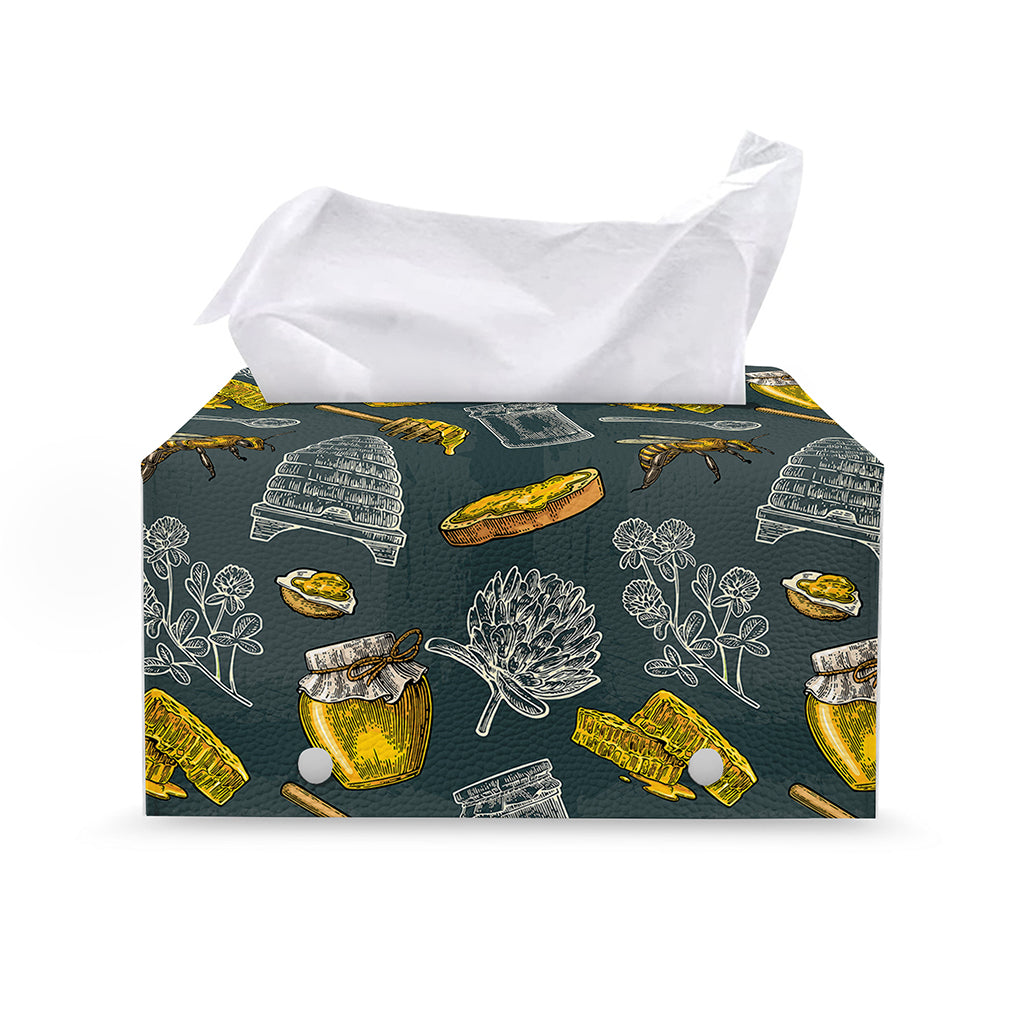 Vintage Honey Bee Print Leather Tissue Box Cover