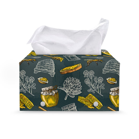 Vintage Honey Bee Print Leather Tissue Box Cover