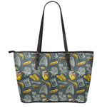 Vintage Honey Bee Print Leather Tote Bag