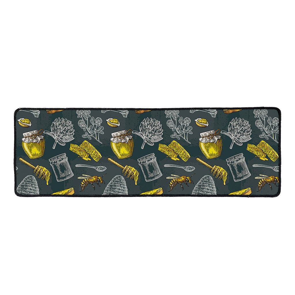 Vintage Honey Bee Print Long Kitchen Mat