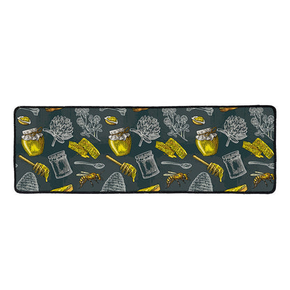 Vintage Honey Bee Print Long Kitchen Mat