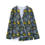 Vintage Honey Bee Print Long Sleeve Short Coat