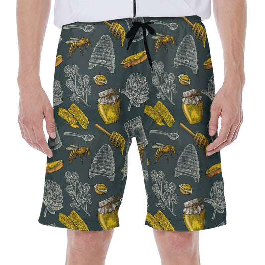 Vintage Honey Bee Print Men's Beach Shorts