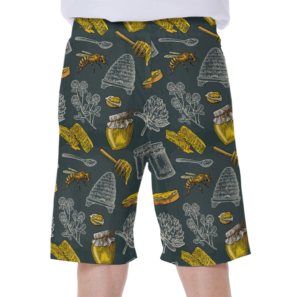Vintage Honey Bee Print Men's Beach Shorts