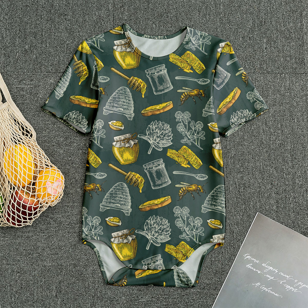 Vintage Honey Bee Print Men's Bodysuit