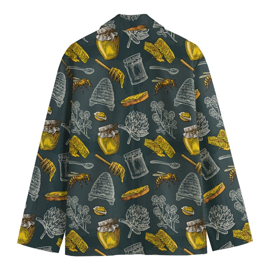 Vintage Honey Bee Print Men's Cotton Blazer