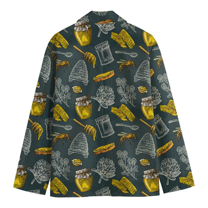 Vintage Honey Bee Print Men's Cotton Blazer