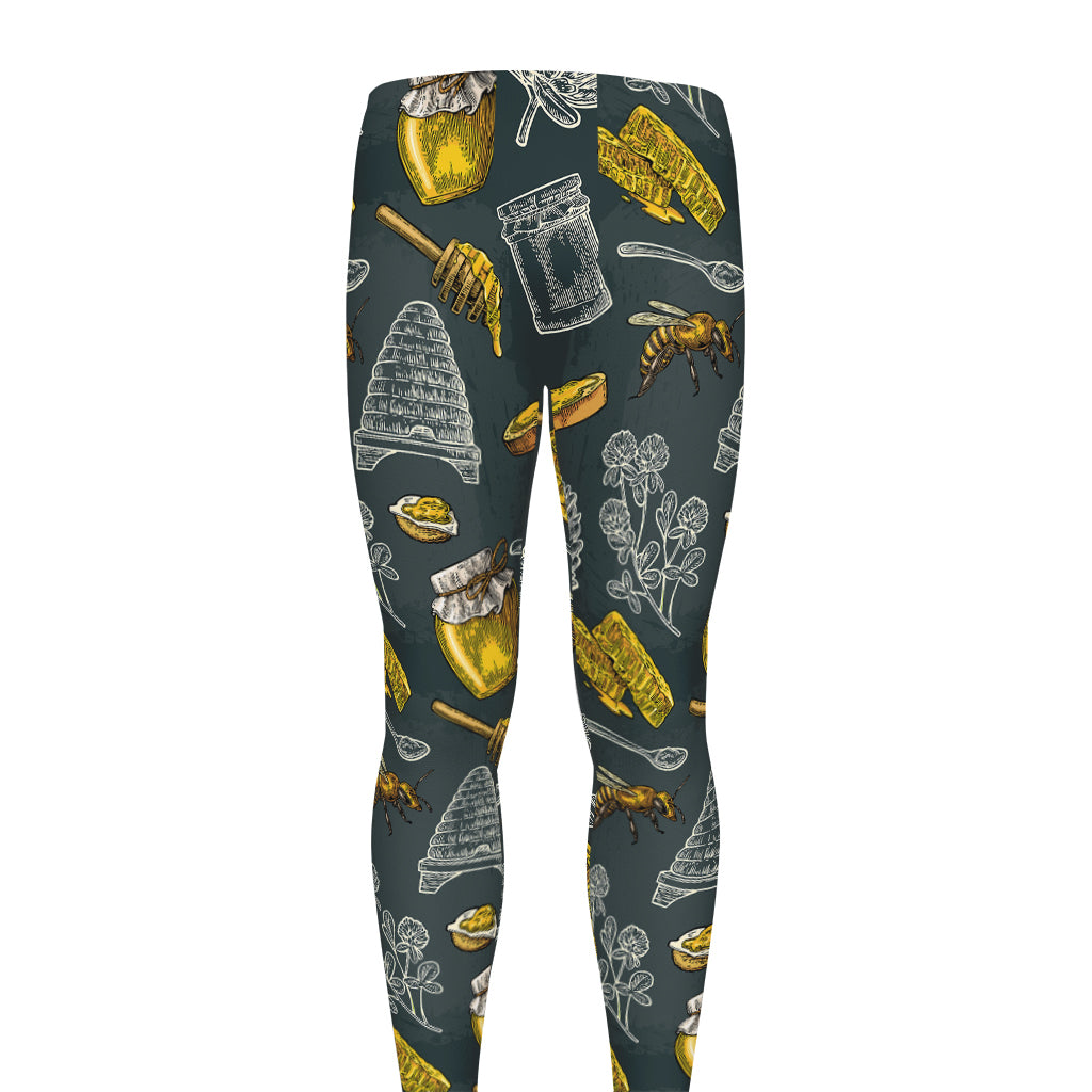 Vintage Honey Bee Print Men's leggings