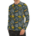 Vintage Honey Bee Print Men's Long Sleeve Rash Guard