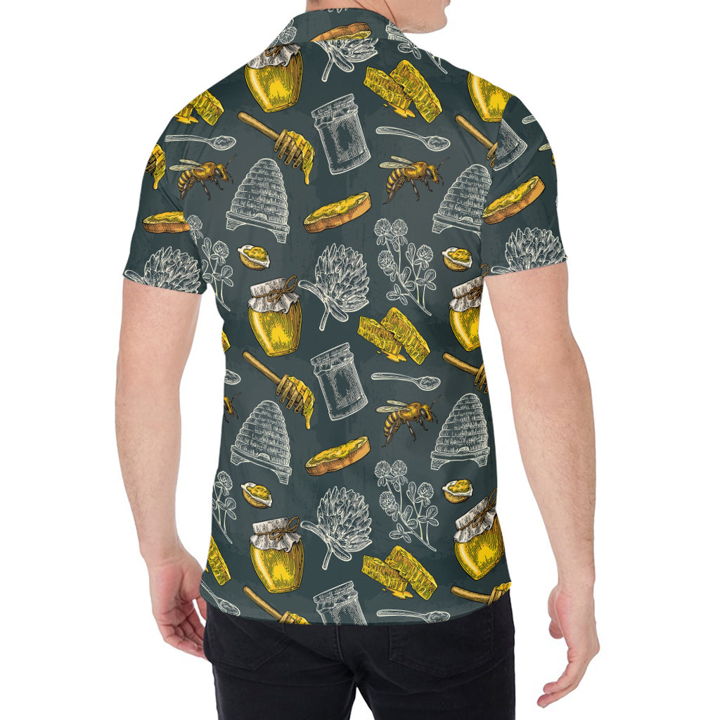 Vintage Honey Bee Print Men's Shirt