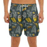 Vintage Honey Bee Print Men's Split Running Shorts