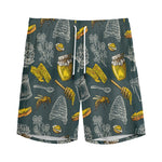 Vintage Honey Bee Print Men's Sports Shorts