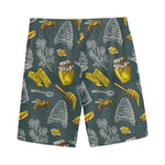Vintage Honey Bee Print Men's Sports Shorts