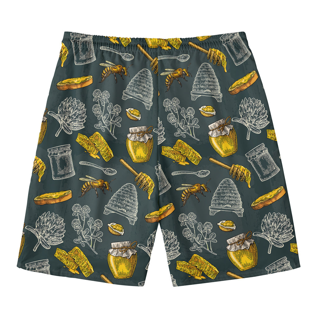 Vintage Honey Bee Print Men's Swim Trunks
