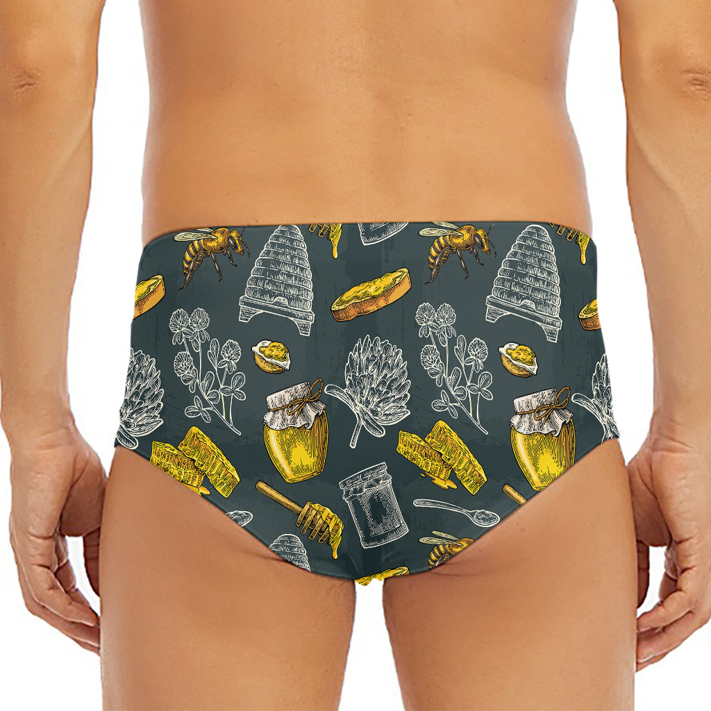 Vintage Honey Bee Print Men's Triangle Swim Briefs