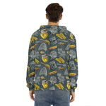 Vintage Honey Bee Print Men's Velvet Pullover Hoodie