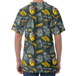 Vintage Honey Bee Print Men's Velvet T-Shirt