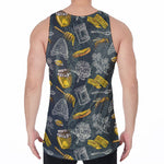 Vintage Honey Bee Print Men's Velvet Tank Top