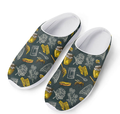 Vintage Honey Bee Print Mesh Casual Shoes