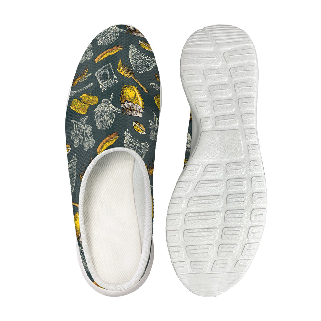 Vintage Honey Bee Print Mesh Casual Shoes