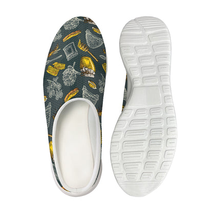 Vintage Honey Bee Print Mesh Casual Shoes