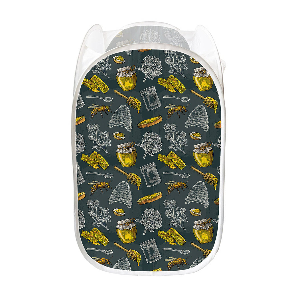 Vintage Honey Bee Print Mesh Laundry Hamper
