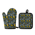 Vintage Honey Bee Print Oven Mitt And Pot Holder Set
