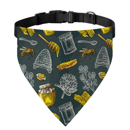 Vintage Honey Bee Print Over The Collar Dog Bandana