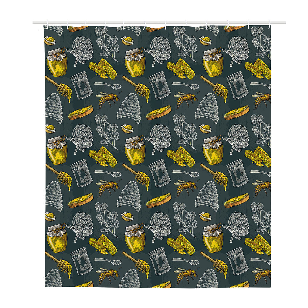 Vintage Honey Bee Print Polyester Shower Curtain