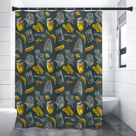 Vintage Honey Bee Print Premium Shower Curtain