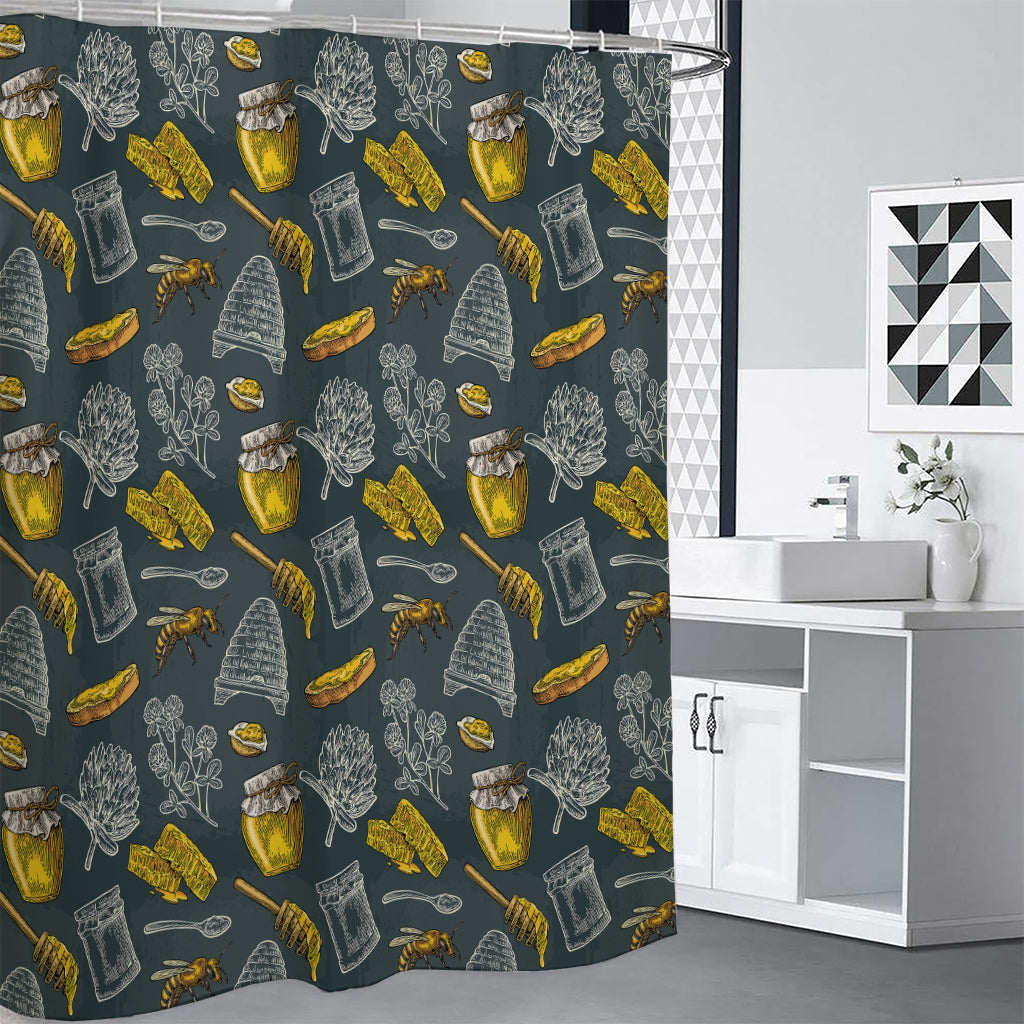 Vintage Honey Bee Print Premium Shower Curtain