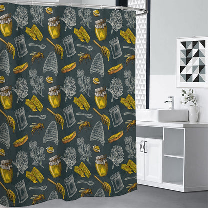 Vintage Honey Bee Print Premium Shower Curtain