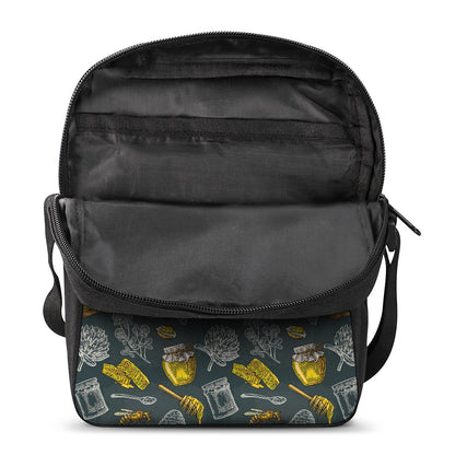 Vintage Honey Bee Print Rectangular Crossbody Bag