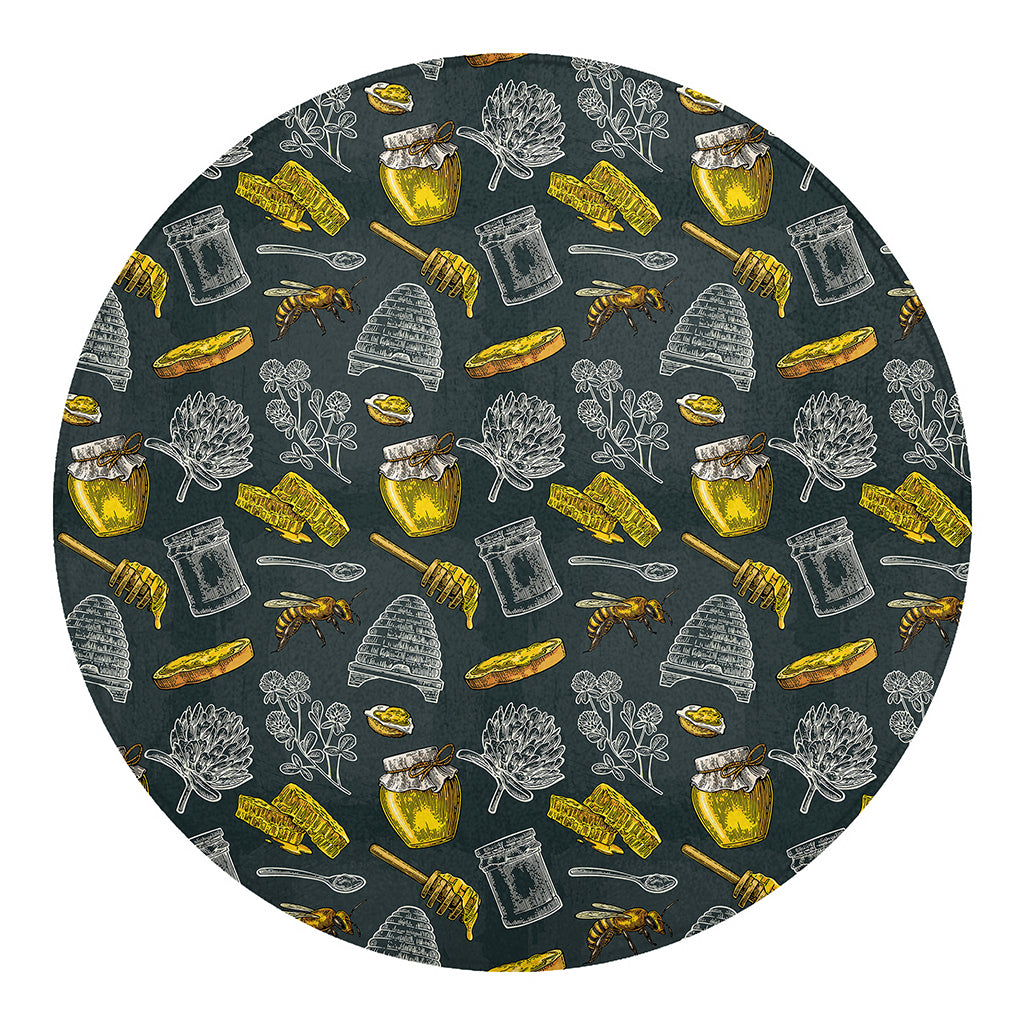 Vintage Honey Bee Print Round Blanket