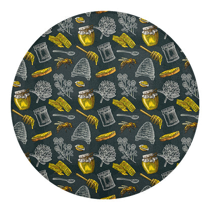Vintage Honey Bee Print Round Blanket