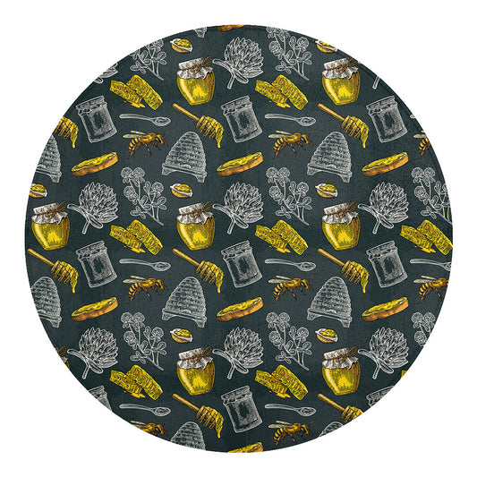 Vintage Honey Bee Print Round Blanket