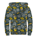 Vintage Honey Bee Print Sherpa Lined Zip Up Hoodie