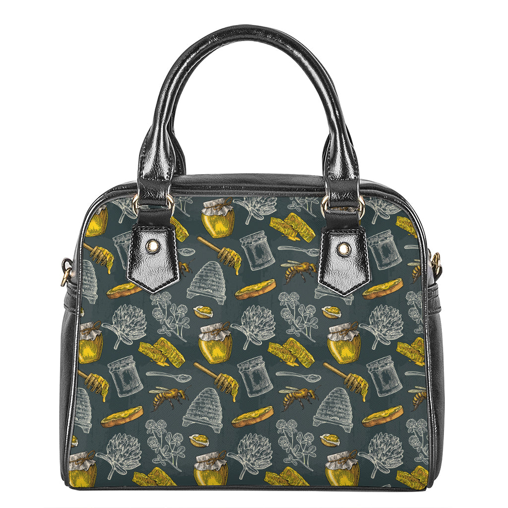 Vintage Honey Bee Print Shoulder Handbag