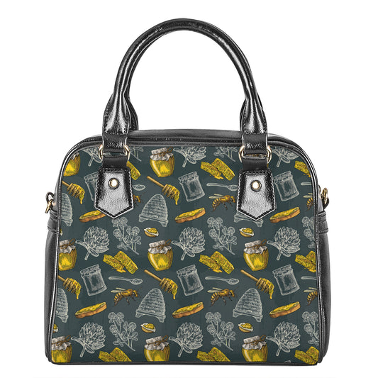 Vintage Honey Bee Print Shoulder Handbag