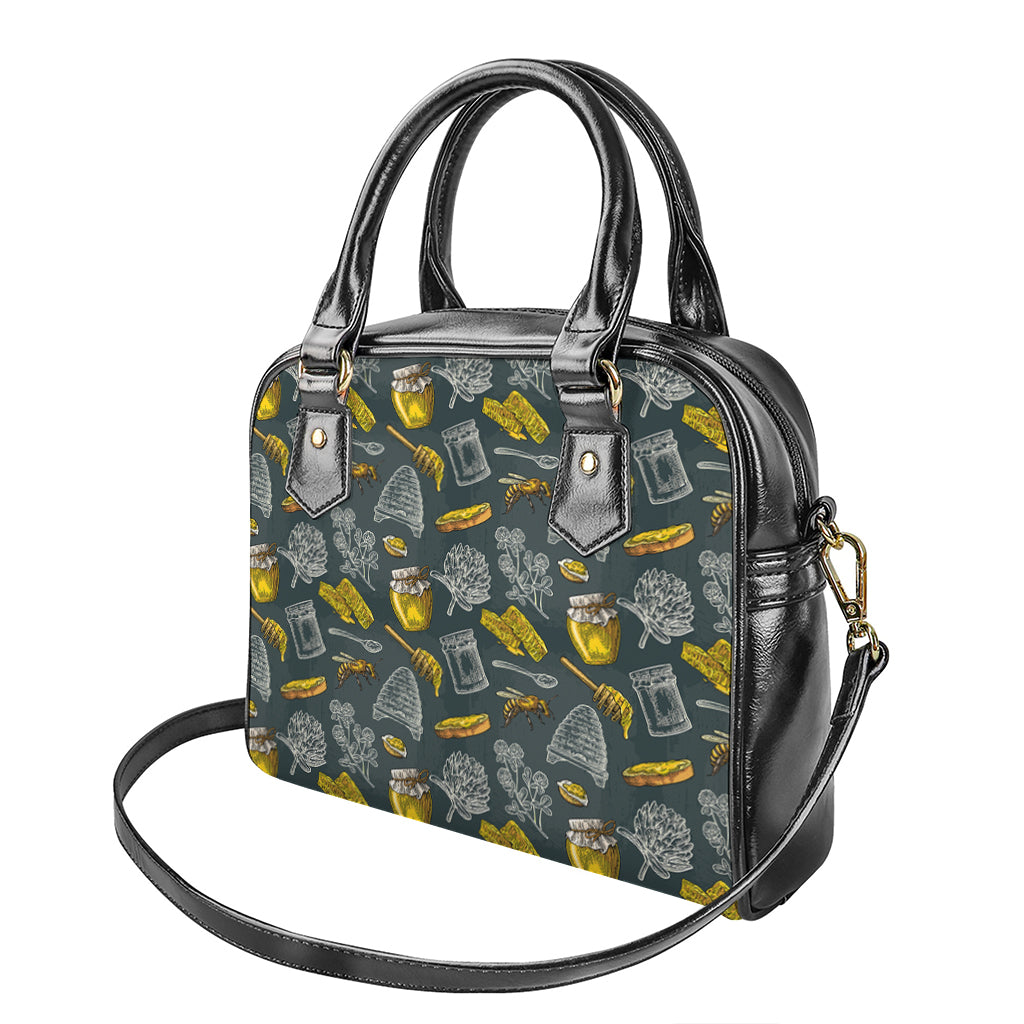 Vintage Honey Bee Print Shoulder Handbag