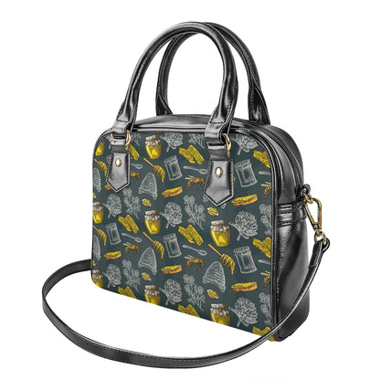 Vintage Honey Bee Print Shoulder Handbag