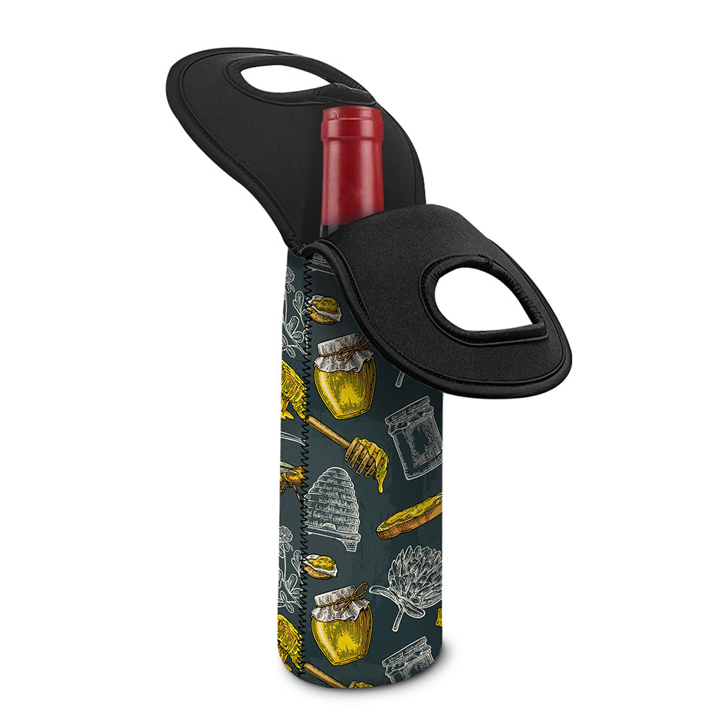 Vintage Honey Bee Print Single Neoprene Wine Tote