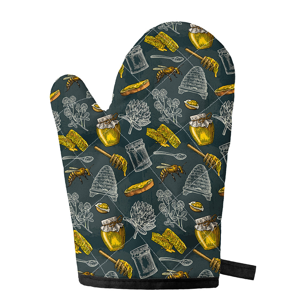 Vintage Honey Bee Print Single Oven Mitt