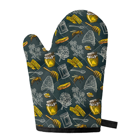 Vintage Honey Bee Print Single Oven Mitt