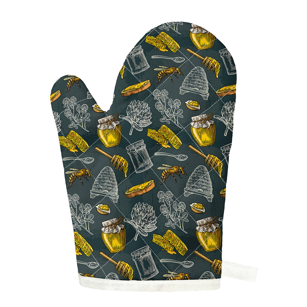 Vintage Honey Bee Print Single Oven Mitt