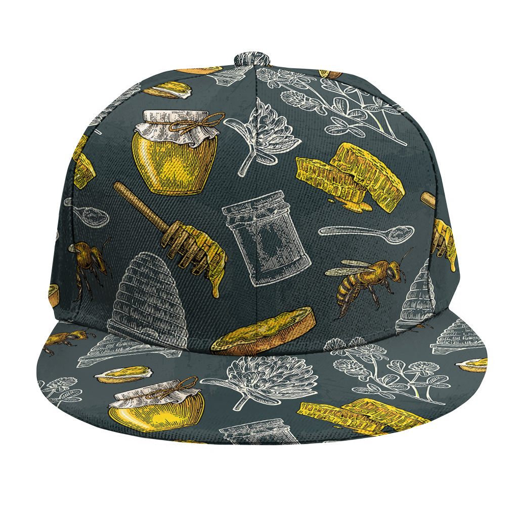 Vintage Honey Bee Print Snapback Cap